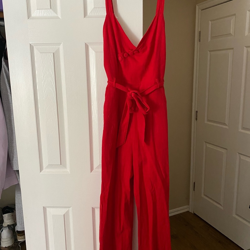 Red Zip Up Jumpsuit